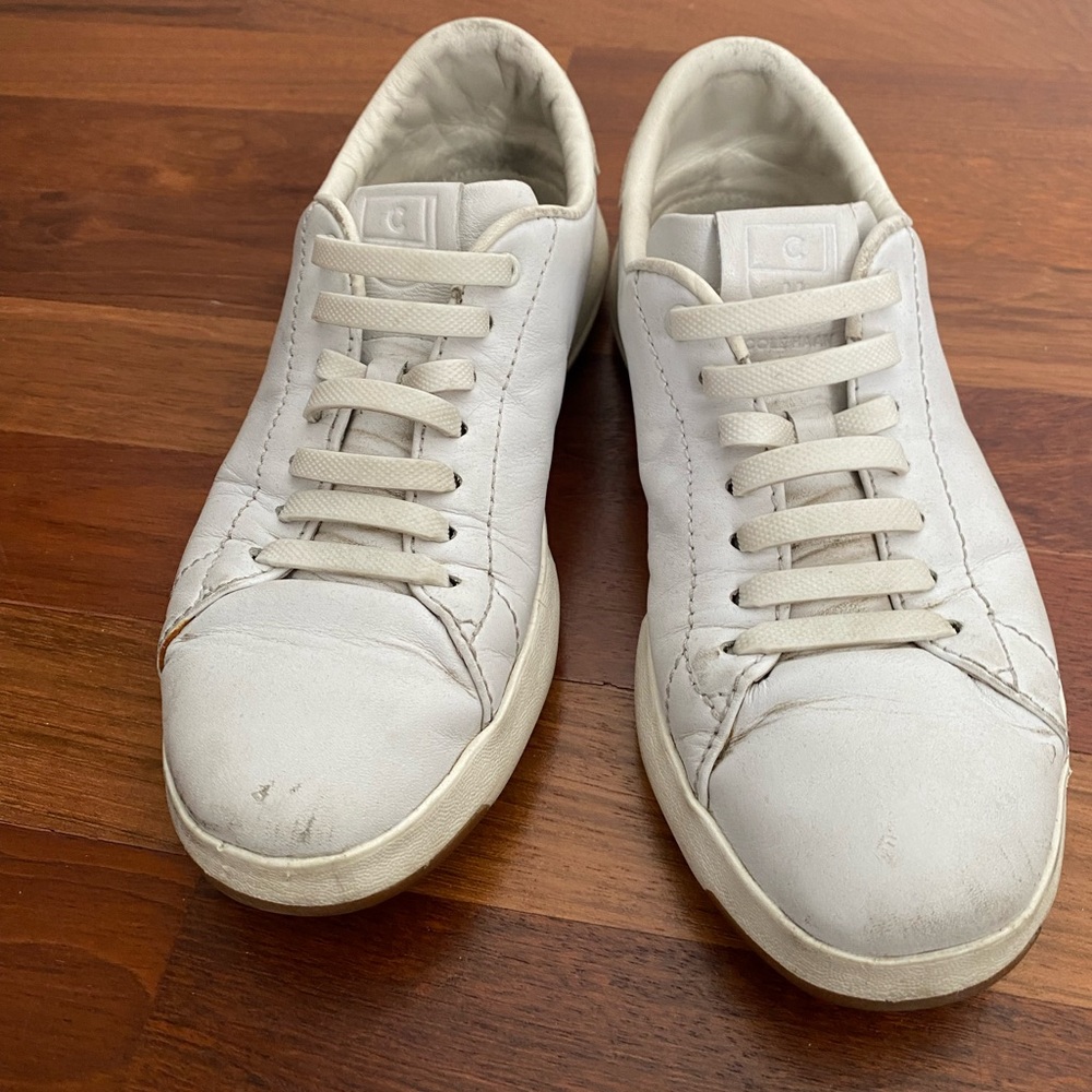 Cole Haan White Leather Sneakers with Slip-on laces